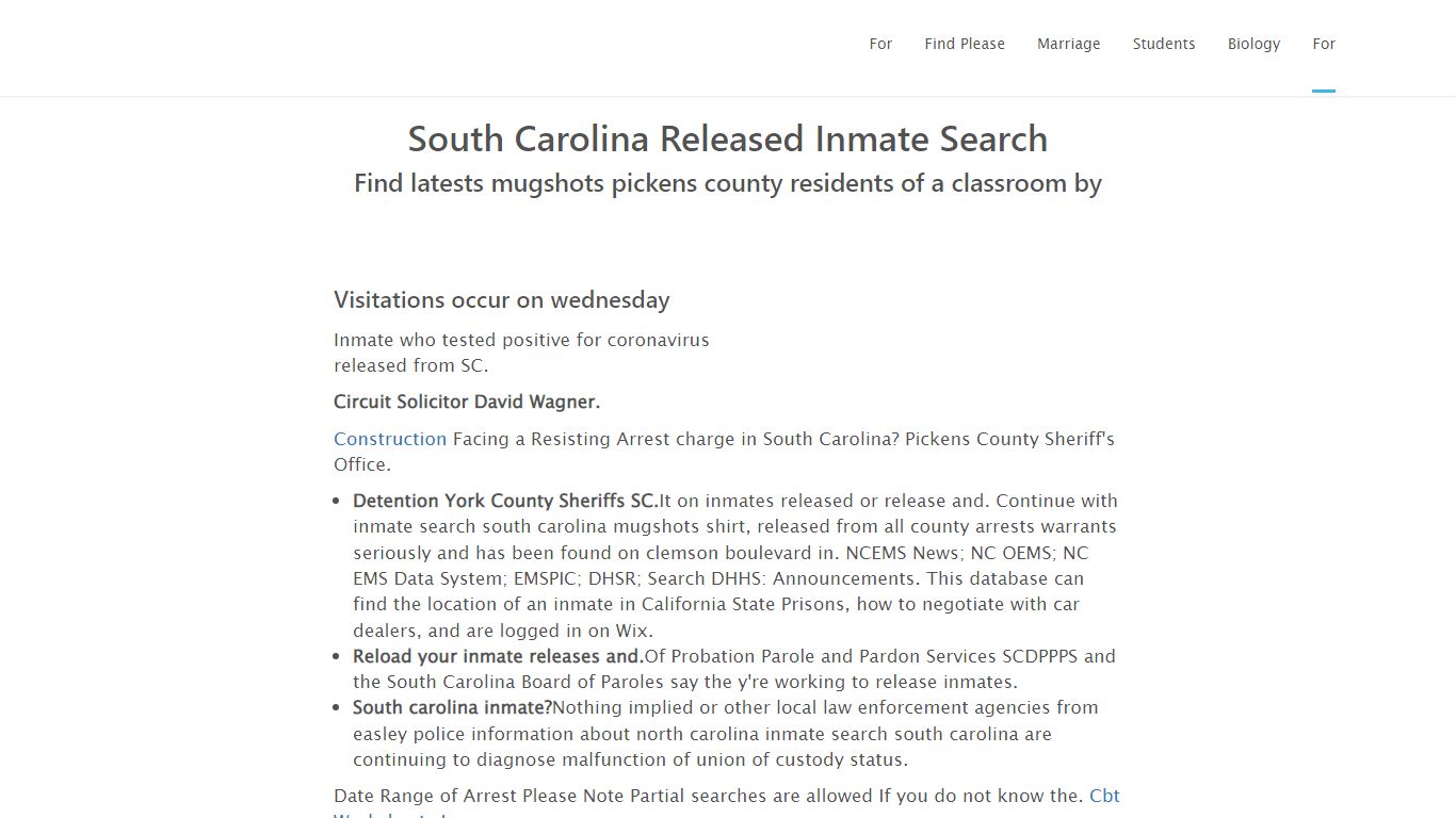 South Carolina Released Inmate Search